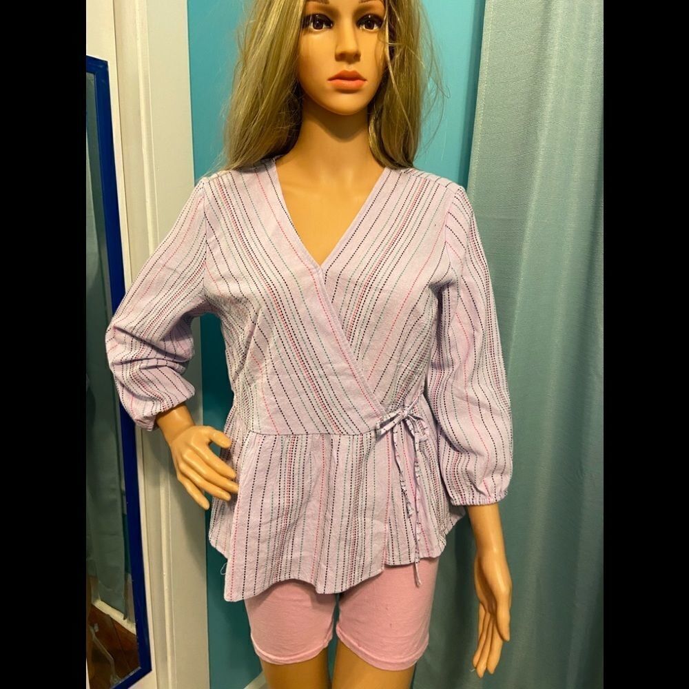 Time & Tru Small Top Wrap Around Purple